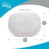image:imageBIRDROCK HOME Round Pouf Ottoman Foot Rest  185x185x15 Boho Compact Comfortable Soft Cotton Braided Foot Stool Seat with Bean Bag Filling for Living Room Bedroom or Nursery Charcoal GrayCream