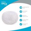 image:imageBIRDROCK HOME Round Pouf Ottoman Foot Rest  185x185x15 Boho Compact Comfortable Soft Cotton Braided Foot Stool Seat with Bean Bag Filling for Living Room Bedroom or Nursery Charcoal GrayCream