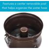 image:imageBIRDROCK HOME Water Hose Holder  Decorative Metal Pot Indoor or Outdoor Garden Storage Organizer Patio Portable Bucket  Distressed Bronze Holds up to 200ft Hoses Large with LidBronze