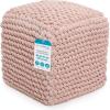 image:imageBIRDROCK HOME Square Pouf Ottoman Foot Rest  18 Compact Comfortable Soft Cotton Knit Bean Bag Floor  Chair Foot Stool Seat for Living Room Bedroom Kids Room or Nursery Grey BudDusty Rose Pink Bud