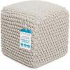 image:imageBIRDROCK HOME Square Pouf Ottoman Foot Rest  18 Compact Comfortable Soft Cotton Knit Bean Bag Floor  Chair Foot Stool Seat for Living Room Bedroom Kids Room or Nursery Grey BudNatural
