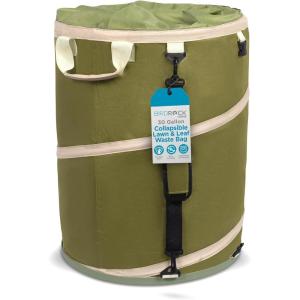 image:imageBIRDROCK HOME Collapsible Lawn and Leaf Waste Bag with Lid  30 Gallon  Heavy Duty Reusable Camping Trash Can  Hardshell Bottom for Yard Debris Garage Storage  Portable Garden Bin  GreenGreen