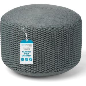 image:imageBIRDROCK HOME Outdoor Pouf Ottoman  Mist  Woven Indoor or Backyard Patio Use  Floor Footstool for Living Room Knit Bean Bag  Oversized Padded Chair  Moroccan Foot Rest