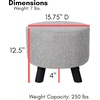image:imageBIRDROCK HOME Grey Linen Foot Stool Ottoman  Upholstered Vanity Chair with Black Metal Legs  Soft Padded Round Stool amp Compact Foot Stool for Couch or Chair amp Desk in Living Room or BedroomStraight Wood Legs
