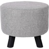 image:imageBIRDROCK HOME Grey Linen Foot Stool Ottoman  Upholstered Vanity Chair with Black Metal Legs  Soft Padded Round Stool amp Compact Foot Stool for Couch or Chair amp Desk in Living Room or BedroomStraight Wood Legs