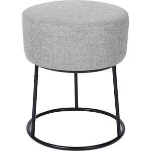 image:imageBIRDROCK HOME Grey Linen Foot Stool Ottoman  Upholstered Vanity Chair with Black Metal Legs  Soft Padded Round Stool amp Compact Foot Stool for Couch or Chair amp Desk in Living Room or BedroomSled Metal Legs