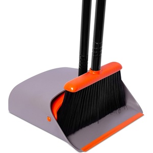 image:imageBirdRock Home Broom and Dustpan Set  Lobby Dust Pan  Orange and Grey Durable Set  Indoor or Outdoor  Sweep Combo Great for Kitchen Home Garage and Office  Clip On Self Cleaning Bristles