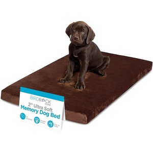 image:imageBIRDROCK HOME 2 Memory Foam Dog Bed  Ultra Soft Plush Pet Bed  Removable Cover  Pet  Crate Bed 34 x 22 BrownBrown
