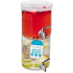 image:imageBIRDROCK HOME Stacking Beverage Dispenser with Stainless Steel Spigot and Lid  Hammered Glass Drink Jar for Iced Beverages Water Lemonade Sangria Tea  Ideal Party Pitcher Container  2 Gallon