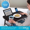 image:imageBIRDROCK HOME Curved Wood Lap Tray with Foldout Legs Storage Drawer Mouse Pad Fits Laptops Up to 17 Tablet and Phone Slot Laptop Table for Sitting or Standing Work from Home  NaturalWalnut