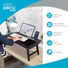 image:imageBIRDROCK HOME Curved Wood Lap Tray with Foldout Legs Storage Drawer Mouse Pad Fits Laptops Up to 17 Tablet and Phone Slot Laptop Table for Sitting or Standing Work from Home  NaturalWalnut