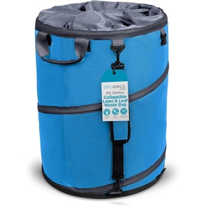 image:imageBIRDROCK HOME Collapsible Lawn and Leaf Waste Bag with Lid  30 Gallon  Heavy Duty Reusable Camping Trash Can  Hardshell Bottom for Yard Debris Garage Storage  Portable Garden Bin  BlueBlue