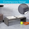 image:imageBIRDROCK HOME Double Elevated Bowl Dog Feeder for Large Dogs  2 Ceramic Bowls amp Wood Stand  Bowls 375 Cups Each  Stylish Raised Food Station  Grey