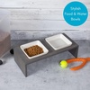 image:imageBIRDROCK HOME Double Elevated Bowl Dog Feeder for Large Dogs  2 Ceramic Bowls amp Wood Stand  Bowls 375 Cups Each  Stylish Raised Food Station  Grey