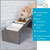 image:imageBIRDROCK HOME Double Elevated Bowl Dog Feeder for Large Dogs  2 Ceramic Bowls amp Wood Stand  Bowls 375 Cups Each  Stylish Raised Food Station  Grey