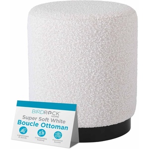 image:imageBIRDROCK HOME Round Boucle Ottoman Foot Stool  Soft Compact Padded Vanity Stool  Great for The Living Room Bedroom and Kids Room  Small Furniture