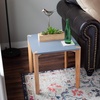 image:imageBIRDROCK HOME End Table with Grey Top and Wooden Legs  Modern Minimalist Furniture  Natural Wood Legs  Lightweight Night Stand  Square Side Unique Decorative End Accent  Living Room Bedroom