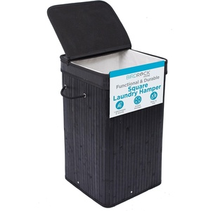 image:imageBIRDROCK HOME Square Laundry Hamper with Lid and Cloth Liner Medium Basket with Soft Handles Durable Collapsible Fabric Bin for ClothesTowels Dorm Narrow Closet Bedroom Dirty Laundry  EspressoBlack