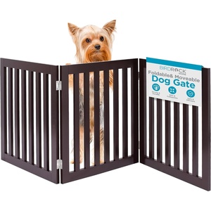 image:imageINTERNETS BEST Dog Gate Indoor Freestanding Pet Barrier Folding Wood Dog Fence Extra Wide Doorway Puppy Gate Indoor Animal Privacy Panel Wooden Cat Fence  3 Panel  36 White3 panel  24  No Support Feet