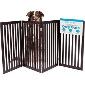 image:imageINTERNETS BEST Dog Gate Indoor Freestanding Pet Barrier Folding Wood Dog Fence Extra Wide Doorway Puppy Gate Indoor Animal Privacy Panel Wooden Cat Fence  3 Panel  36 White4 panel  36  No Support Feet