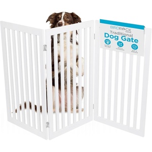 image:imageINTERNETS BEST Dog Gate Indoor Freestanding Pet Barrier Folding Wood Dog Fence Extra Wide Doorway Puppy Gate Indoor Animal Privacy Panel Wooden Cat Fence  3 Panel  36 White3 panel  36  No Support Feet