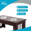 image:imageINTERNETS BEST Traditional Elevated Pet Feeder  Raised Dog Food and Water Stand with Stainless Steel Bowls  Adjustable for Small to Medium Breeds  Pet Feeding Station  Espresso  SmallEspresso
