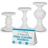 image:imageBIRDROCK HOME 3pc Pillar Candleholders  Whitewash  Farmhouse Decor  Wooden Candle Holders  Table Centerpiece  Stand