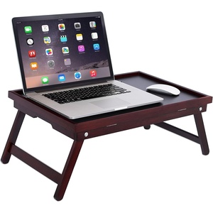 image:imageBIRDROCK HOME Bamboo Lap Tray with Black Top  Foldable Breakfast Serving Bed Tray  Lap Desk with Wide Tilting Top  Laptop Stand  Walnut