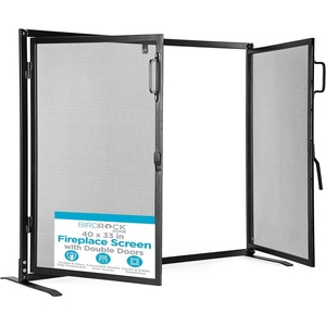 image:imageBIRDROCK HOME Fireplace Screen with Double Doors  Heavy Duty Iron Mesh Welded for Durability Elegant amp Secure Fireplace Cover Easy Assembly  40 x 33 in Black