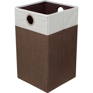 image:imageBIRDROCK HOME Folding Cloth Laundry Hamper with Handles  Dirty Clothes Sorter  Easy Storage  Collapsible  Brown and WhiteBrown  White