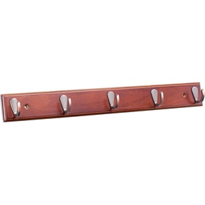 image:imageBIRDROCK HOME Modern 3 Hook Coat Rack  Black Finish  Satin Nickel HooksOrb HooksWalnut