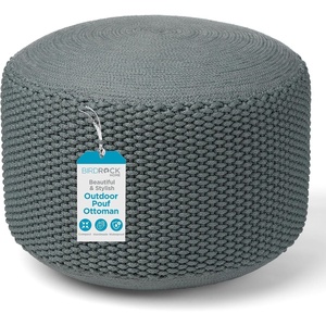 image:imageBIRDROCK HOME Outdoor Pouf Ottoman  Hand Woven Waterproof Foot Stool with Bead Bag Filling  Boho Foot Rest for Patio Living Room Porch amp Outdoor Seating  Lightweight Soft Stuffed Chair  NavyMist