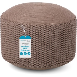 image:imageBIRDROCK HOME Outdoor Pouf Ottoman  Hand Woven Waterproof Foot Stool with Bead Bag Filling  Boho Foot Rest for Patio Living Room Porch amp Outdoor Seating  Lightweight Soft Stuffed Chair  NavyBrown