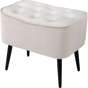 image:imageBIRDROCK HOME Tufted Curve Ottoman Velvet Foot Stool  Modern Upholstered Padded Footrest for Living Room or Bedroom  Small Cushioned Accent Chair for Couch Sofa or Extra Seating TanTan