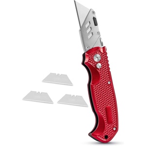 image:imageBIRDROCK HOME Utility Knife Set  Retractable Box Cutter with Heavy Duty Razor Blade  Professional Cutting Tool for Cardboard Package Warehouse Office Construction  3 Extra Blades Refill  Red