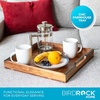 image:imageBIRDROCK HOME Wooden Serving Tray with Handles  Farmhouse Decor  Square Top Breakfast Trays  Tea Cheese Board  Coffee Table  Natural Acacia Wood  Kitchen  Bar