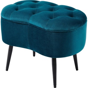 image:imageBIRDROCK HOME Tufted Oblong Velvet Ottoman  Mid Century Modern Upholstered Foot Rest with Steel Legs  Soft Padded Foot Stool Accent or Vanity Chair for Living Room Bedroom or Dorm TealTeal