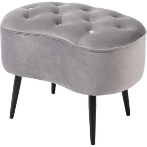 image:imageBIRDROCK HOME Tufted Oblong Velvet Ottoman  Mid Century Modern Upholstered Foot Rest with Steel Legs  Soft Padded Foot Stool Accent or Vanity Chair for Living Room Bedroom or Dorm TealGrey