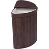 image:imageBirdRock Home Corner Laundry Hamper with Lid and Cloth Liner  Bamboo  Espresso  Easily Transport Laundry Basket  Collapsible Hamper  String Handles