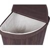 image:imageBirdRock Home Corner Laundry Hamper with Lid and Cloth Liner  Bamboo  Espresso  Easily Transport Laundry Basket  Collapsible Hamper  String Handles