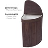 image:imageBirdRock Home Corner Laundry Hamper with Lid and Cloth Liner  Bamboo  Espresso  Easily Transport Laundry Basket  Collapsible Hamper  String Handles