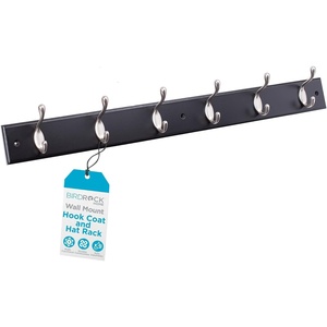 image:imageBIRDROCK HOME Oval Hook Coat and Hat Rack  6 Hooks  2 Pack  Wall Mount  Black Finish  Satin Nickel HooksBlack