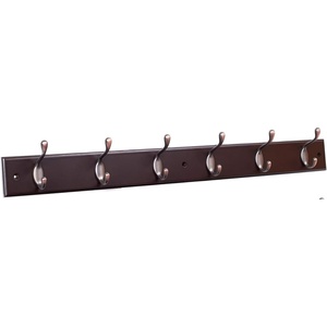 image:imageBIRDROCK HOME Oval Hook Coat and Hat Rack  6 Hooks  2 Pack  Wall Mount  Black Finish  Satin Nickel HooksBrown
