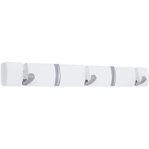 image:imageBIRDROCK HOME Folding Hook Coat and Hat Rack  5 Hooks  17 Inches  Wall Mount  Decorative Home Storage  Entryway Foyer Hallway Bathroom Bedroom Rail  Satin Nickel Hooks  White Pine RailWhite