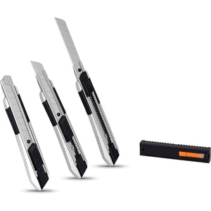 image:imageInternets Best SnapOff Utility Knife  Regular  Set of 3  Belt Clip  Retractable Razor Knife Set  Box Cutter Locking Razor KnifeRegular Set of 3